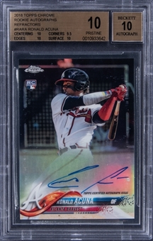 2018 Topps Chrome Rookie Autographs Refractors #RA-RA Ronald Acuna Signed Card (#056/499) - BGS PRISTINE 10/BGS 10